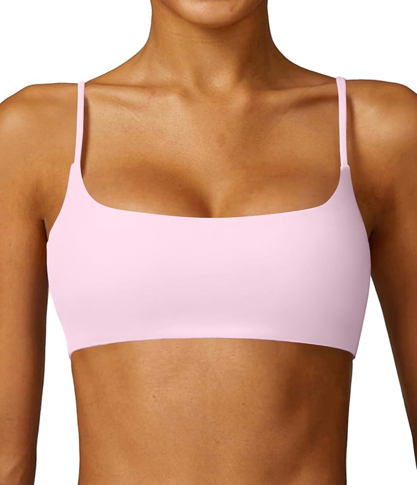 Comper Women's Sports Bra with Thin Straps Stretchy Wirefree Workout Bras Lightweight Workouts Br... | Amazon (US)