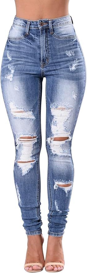 Women's High Waisted Ripped Jeans for Women Butt Lift Distressed Stretch Juniors Skinny Jeans | Amazon (US)