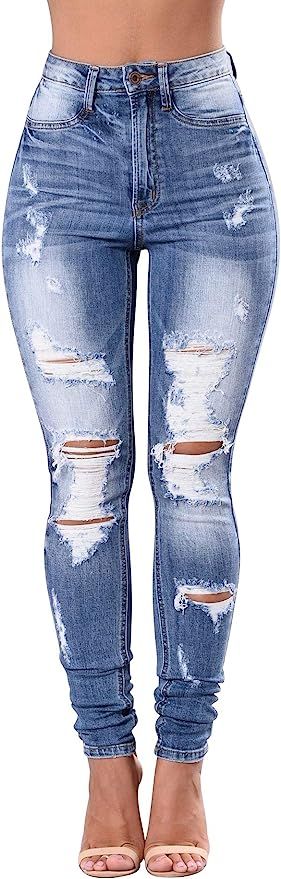 Women's High Waisted Ripped Jeans for Women Butt Lift Distressed Stretch Juniors Skinny Jeans | Amazon (US)