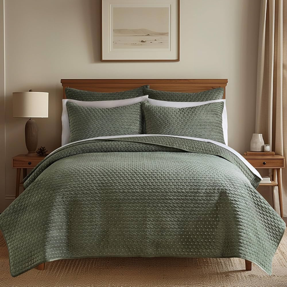 Levtex Home - Velvet Stitch Quilt Set - Full/Queen Quilt and Two Standard Shams - Cross Stitch Ve... | Amazon (US)