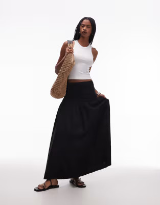 Topshop poplin mix maxi skirt in black | ASOS | ASOS (Global)