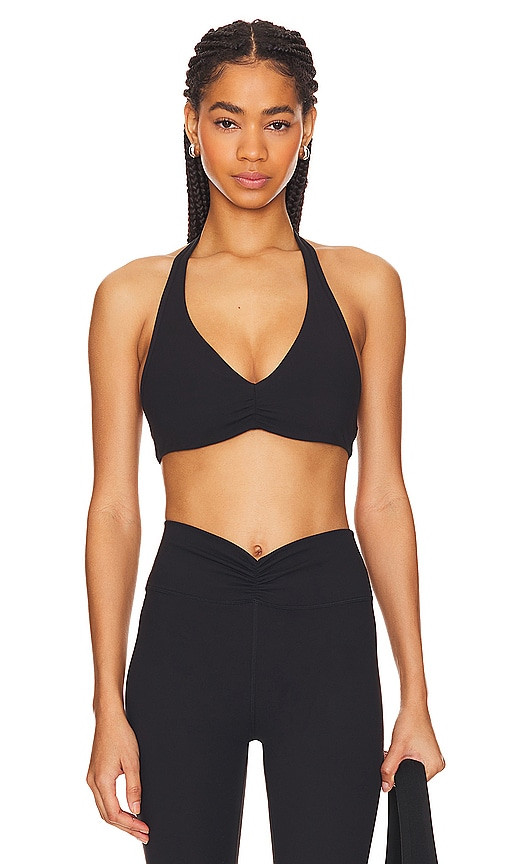 WeWoreWhat V Neck Halter Sports Bra in Black. - size M (also in XS) | Revolve Clothing (Global)