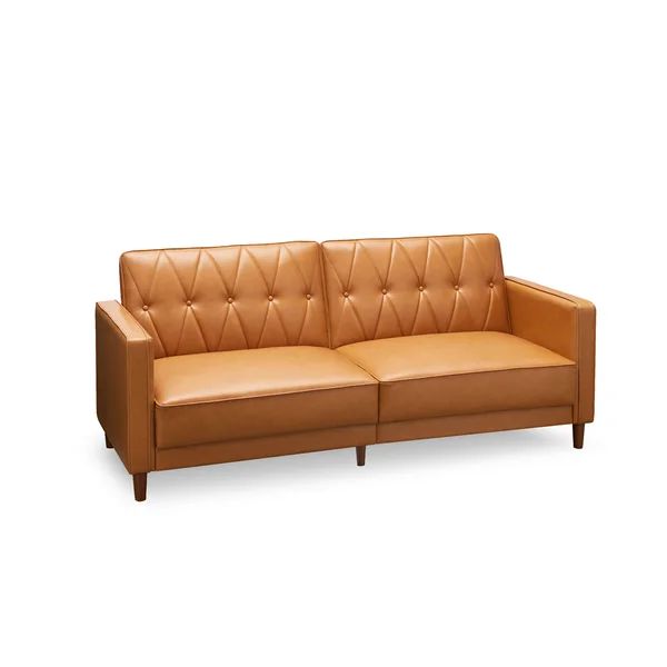 Dunellen 77" Wide Faux Leather Square Arm Convertible Sofa | Wayfair North America