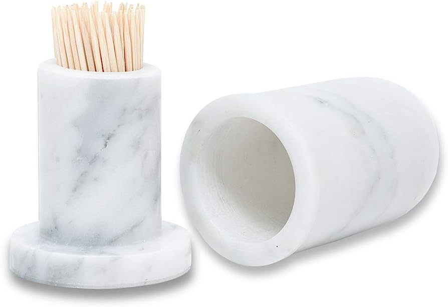 JIMEI Marble Toothpick Holder with Lid, Toothpick Dispenser Porcelain Cocktail Stick Box Home Liv... | Amazon (US)