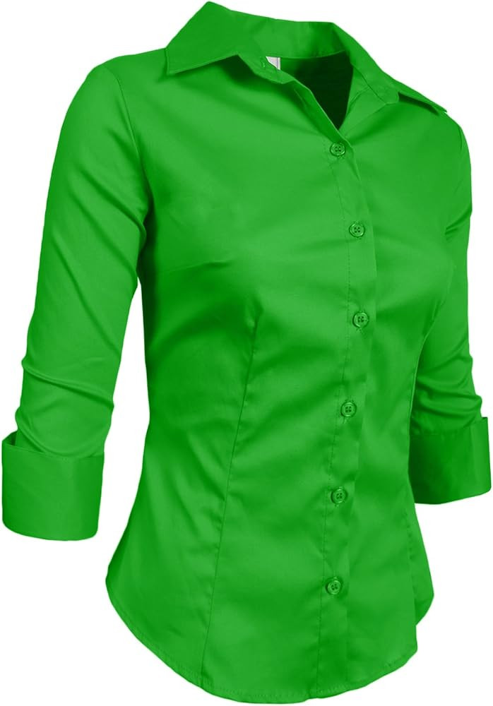 NE PEOPLE Button Down Shirt - Women's 3/4 Sleeve Roll Up Stretch Collar Office Work Formal Casual... | Amazon (US)