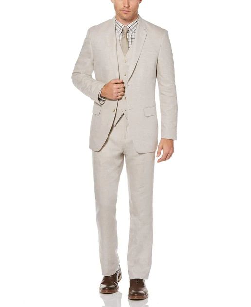 Big & Tall Tan Linen Twill Suit | Perry Ellis