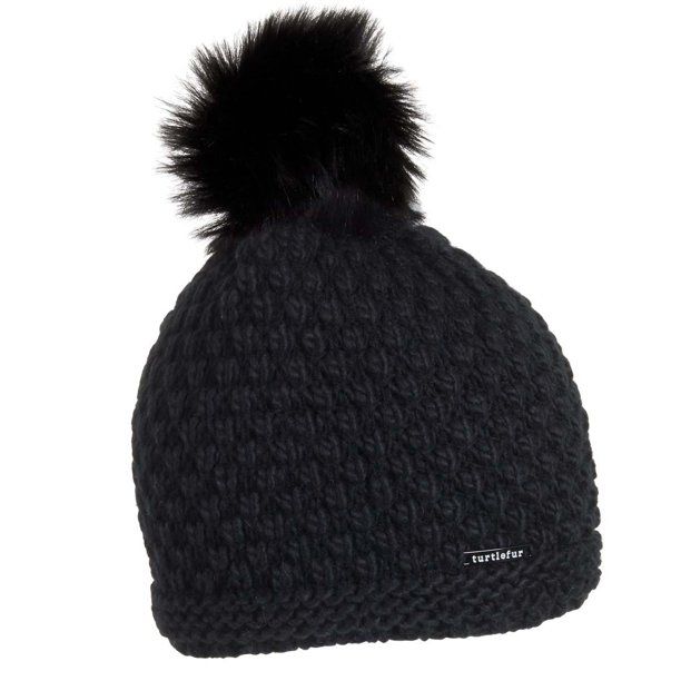 Turtle Fur Women's Snowfall Plush Fleece Lined Faux Pom Beanie, Black - Walmart.com | Walmart (US)