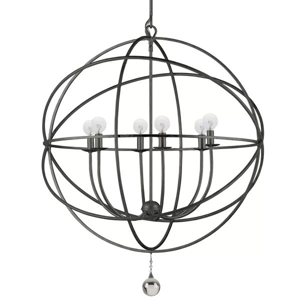 Jayden 6 - Light Statement Globe Chandelier with Hand Blown Glass Accents | Wayfair North America