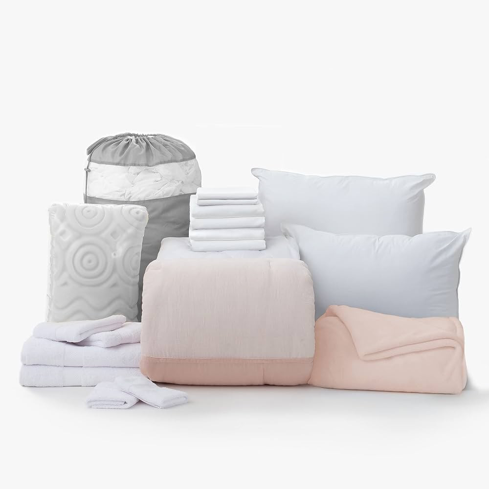OCM Comfort Dorm Essentials Value Pack - 19 Piece Twin XL Set | Twin XL | Comforter, Sheets, Topp... | Amazon (US)