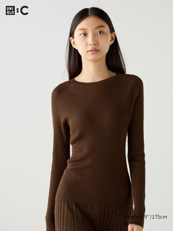 Pull Côtelé en Maille 3D de Mérinos Mélangé | Uniqlo FR