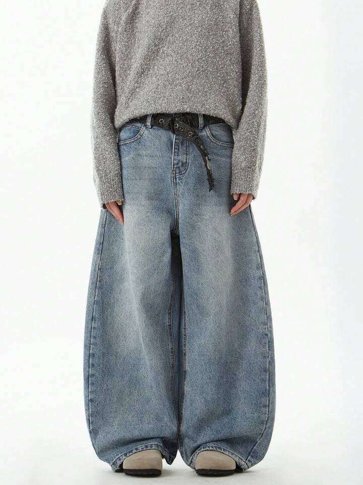 1pc Casual Loose Fit Couple Wide Leg Jeans Pants, Versatile And Street Style | SHEIN