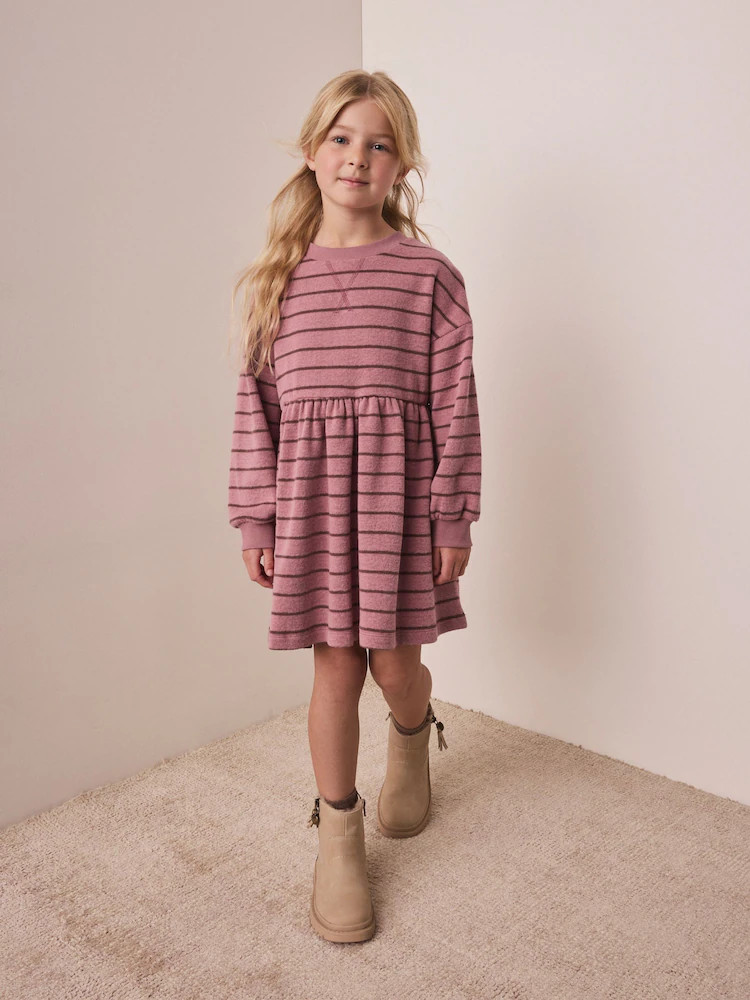 Pink Stripe Cosy Rib Jumper Dress (3-16yrs) | Next US