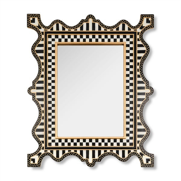 MacKenzie-Childs Courtly Check & Stripe Large Wall Mirror | MacKenzie-Childs