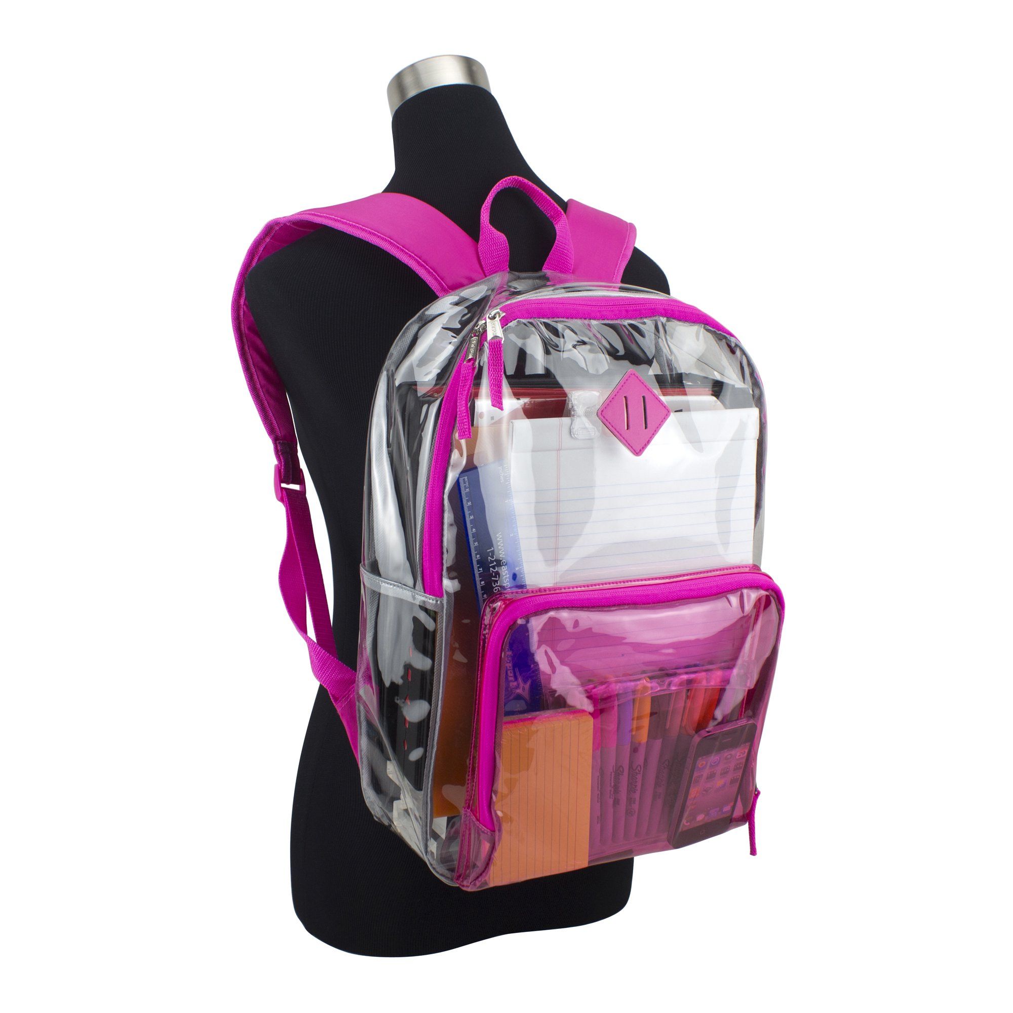 Eastsport Multi-Purpose Clear Unisex Backpack with Front Pocket, Adjustable Straps and Lash Tab | Walmart (US)