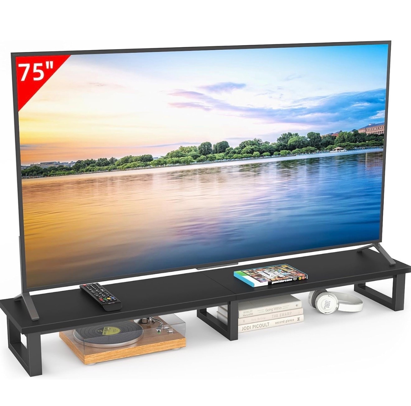 Raise your tv, unobstructed large space underneath can be nice for sound bar, controllers and cable tv box, satellite receiver, gaming consoles such as PS4, Xbox. Get rid of the messy table, you can keep clean and tidy within seconds.

#LTKHome #LTKSaleAlert #LTKvlog