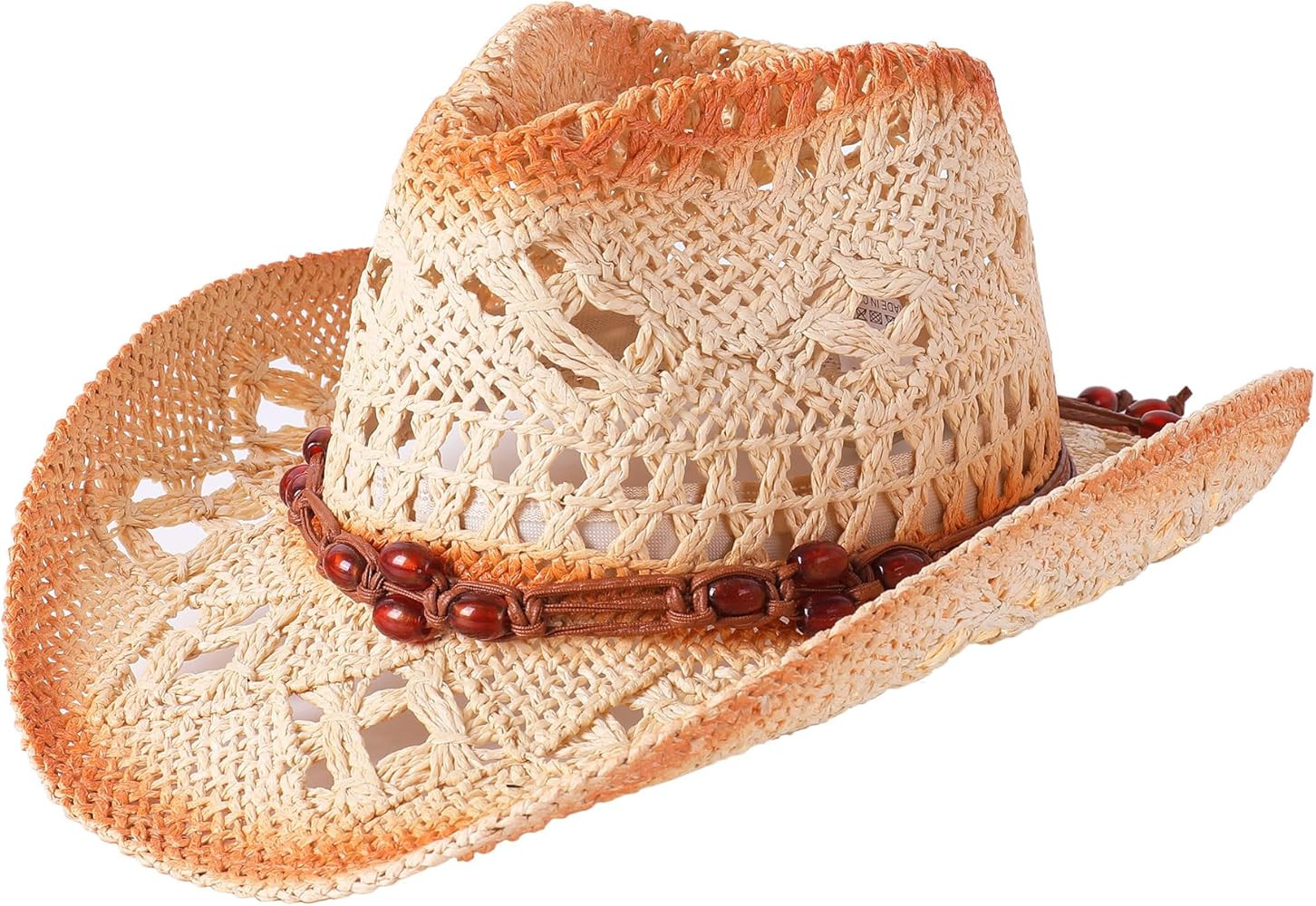 Lanzom Womens Straw Beach Sun Hat Packable Summer Cowboy Straw Hats with Wind Lanyard | Amazon (US)