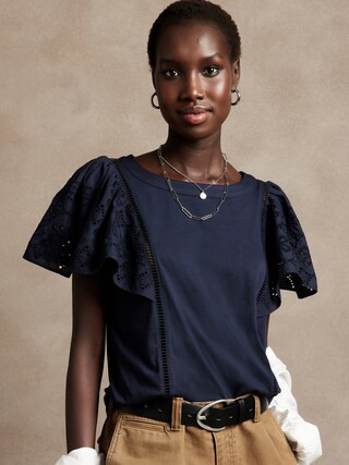 Knit Eyelet Top | Banana Republic Factory