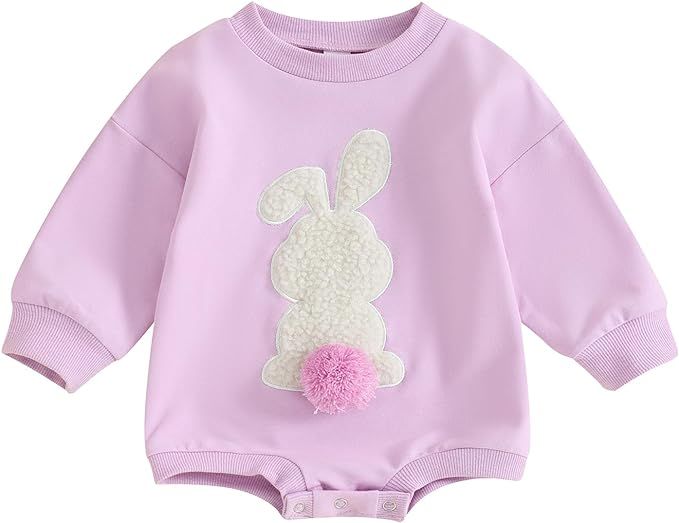 Infant Newborn Baby Girl Boy Valentines Day Outfit Lover Babe Heart Embroidery Long Sleeve Sweats... | Amazon (US)