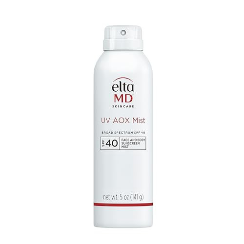EltaMD UV AOX Mist Mineral Sunscreen Spray SPF 40, Broad Spectrum Face and Body Sunscreen with Zinc Oxide, 100% Mineral Active, Hydration Boost with Antioxidants, Moisturizer with SPF 40, 5 oz | Amazon (US)