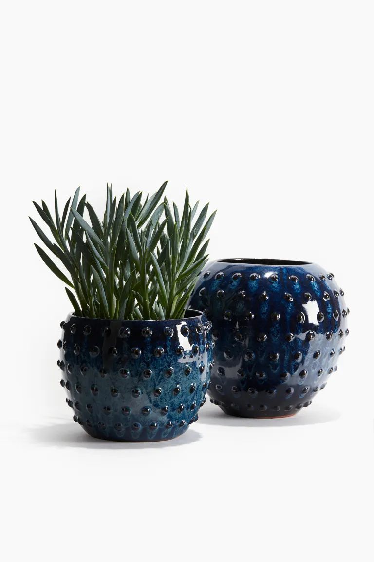 Reactive-glaze Hobnail Vase - Dark blue - Home All | H&M US | H&M (US + CA)