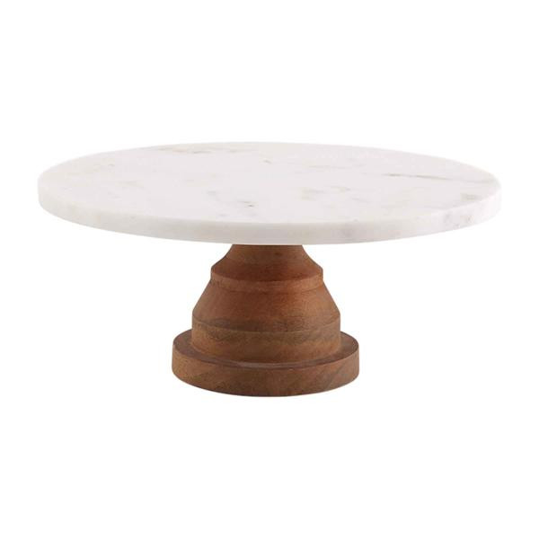 Wood and marble pedestal server | Mud Pie (US)