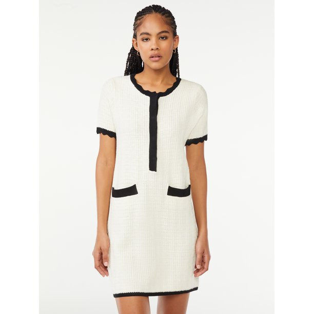 Free Assembly Women's Short Sleeve Mini Sweater Dress - Walmart.com | Walmart (US)