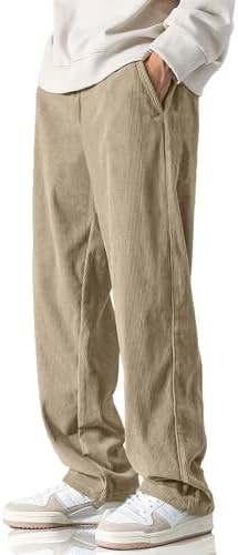 HOTake Men's Casual Loose Fit Corduroy Pants | Soft and comfortable, elastic waist drawstring, ba... | Amazon (US)