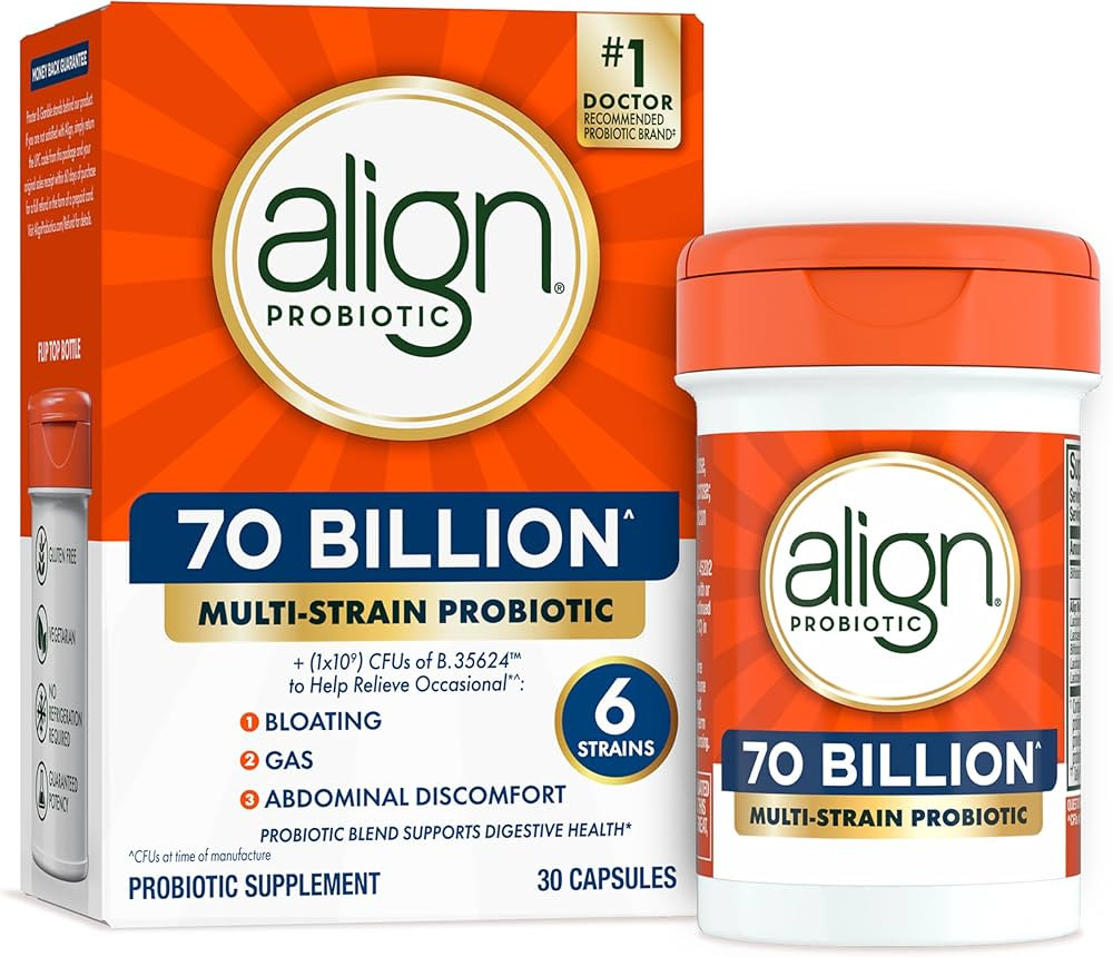 Align Probiotic, 70 Billion CFU, 6 Strain Blend, Probiotics for Women and Men, Daily Probiotics f... | Amazon (US)
