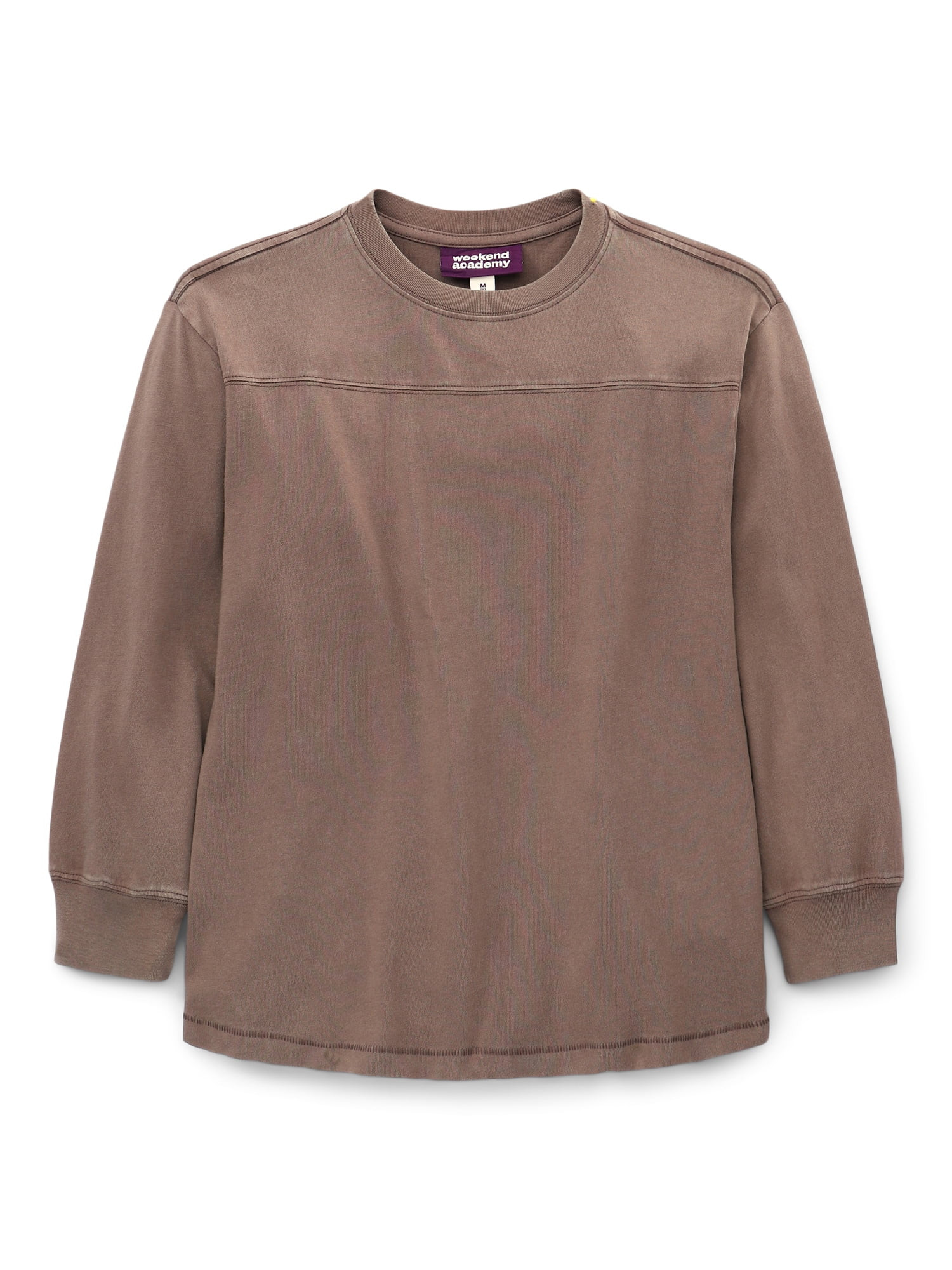 Weekend Academy Boys Football Yoke Cotton T-Shirt with Long Sleeves, Sizes 4-18 | Walmart (US)