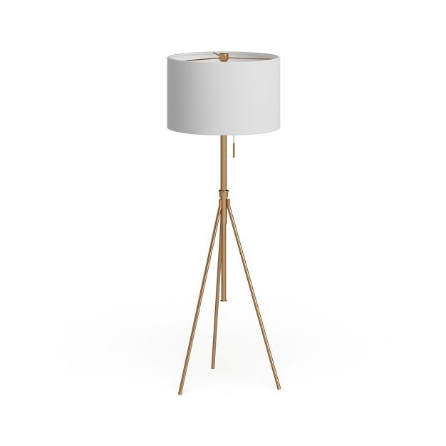 FC Design Mid Century Modern Tripod Floor Lamp with White Lampshade and Matte Gold Base | Target
