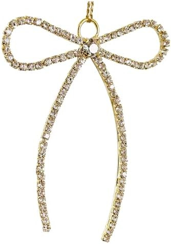 Diamond Bow Ornament Gold 3.3 Inch, Decorative Holiday Bow with Sparkling Jewel Accents, Elegant ... | Amazon (US)