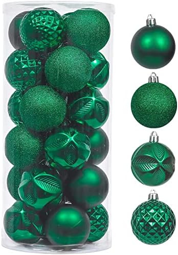 Valery Madelyn 24ct 60mm Traditional Green Christmas Ball Ornaments Decor, Shatterproof Christmas... | Amazon (US)