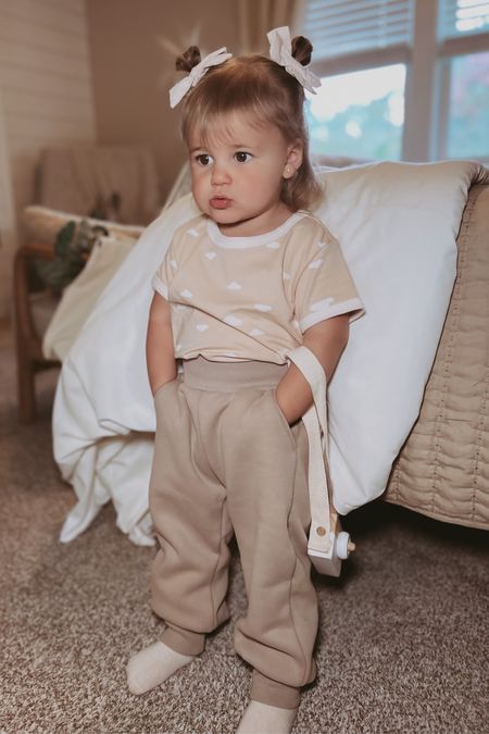 Comfy & Cozy in our Petite Revery ✨ The quality of these recycled fleece joggers is incredible. They are built for softness and comfort but also durability. 🤍 The too is super soft and light weight - we love the soft neutral color contrast. 
Check them out and use my code to save: RAE15

#LTKbaby #LTKstyletip #LTKkids
