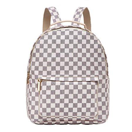 Daisy Rose - Daisy Rose Checkered Backpack bag - Luxury PU Vegan Leather (Black) - Walmart.com | Walmart (US)