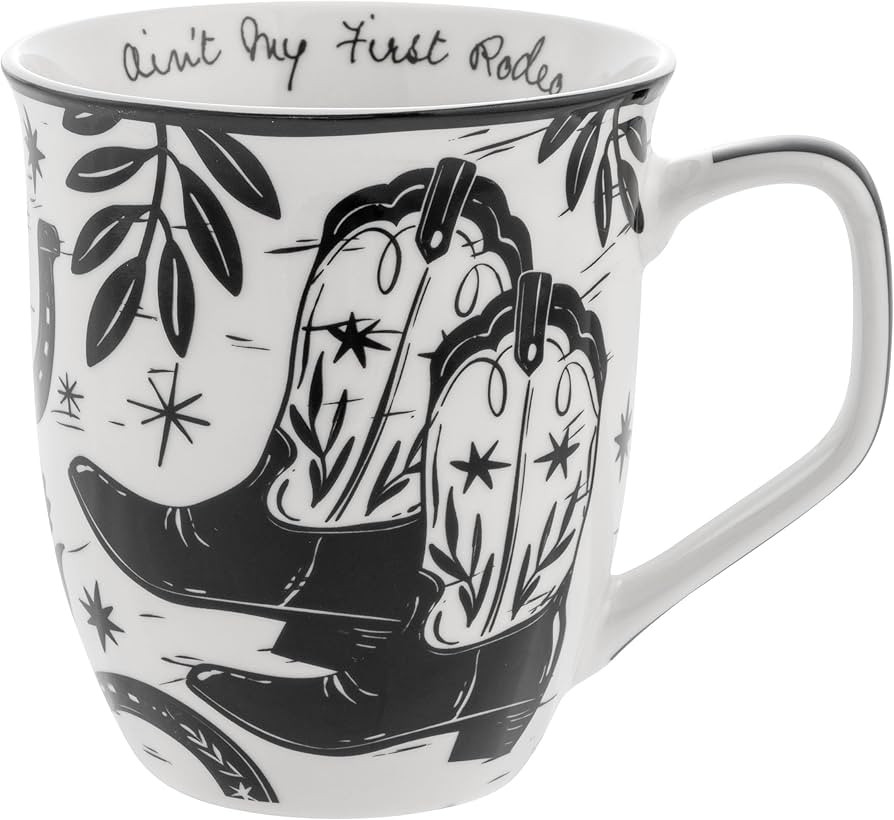 Karma Gifts 14 oz Black and White Boho Mug Western - Cute Coffee and Tea Mug - Ceramic Coffee Mug... | Amazon (US)