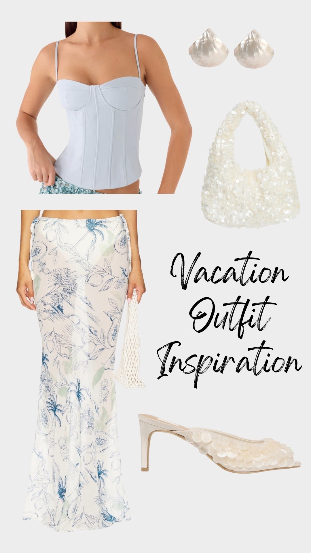 Top is from Peppermayo named Ania Corset Top

Vacation outfit, outfit inspiration, mesh skirt, tropical outfit, tropical vacation, corset top, shell purse, shell bag, beach outfit, shell shoes, shell heels, shell earrings, beach earrings

#LTKootd #LTKTravel #LTKBeauty