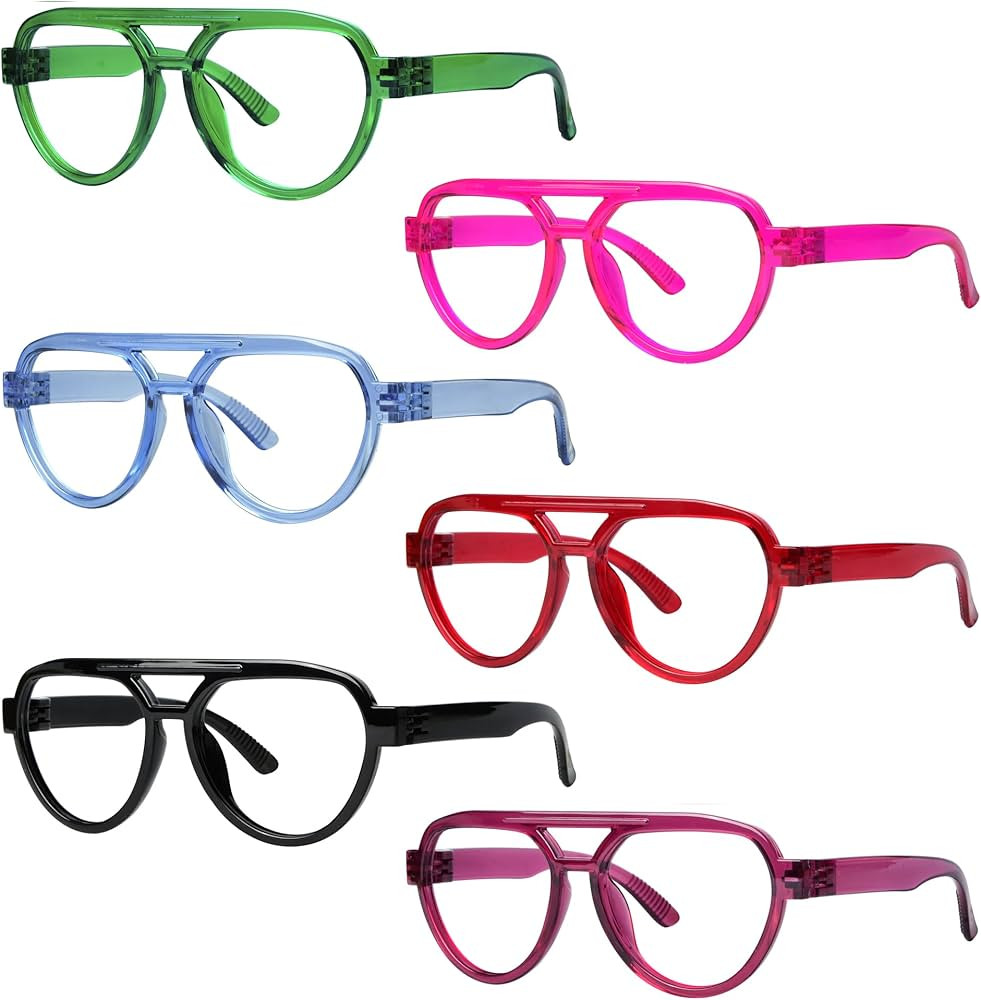 Eyekepper Pilot Reading Glasses Metalless Screwless Spring Hinges 6 Pack Oversized Readers Double... | Amazon (US)