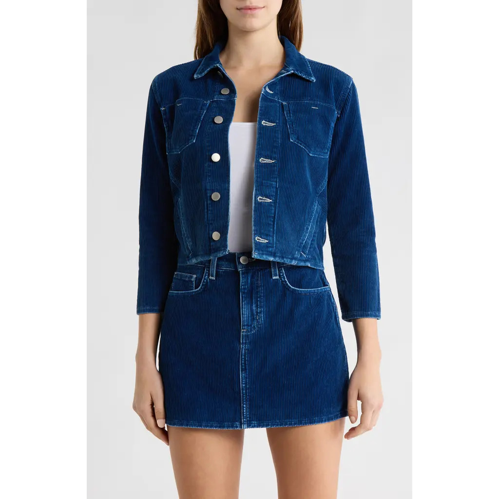 L'AGENCE Nelly Corduroy Crop Shirt Jacket in Lapis Blue at Nordstrom Rack, Size X-Small | Nordstrom Rack