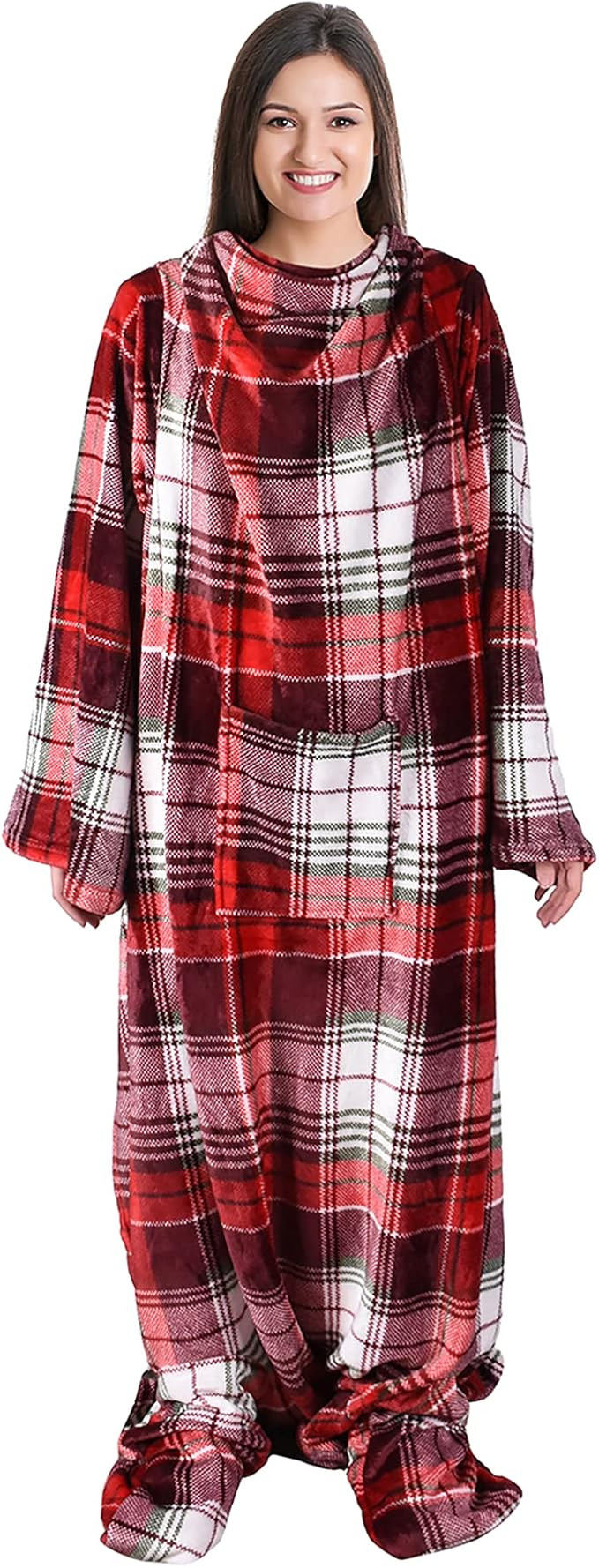 Catalonia Wearable Fleece Blanket with Sleeves and Foot Pockets for Adult Women Men, Micro Plush ... | Amazon (US)