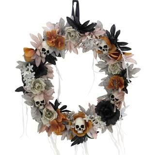 HAUNTED HILL FARM:Haunted Hill Farm 22 in. Halloween Wreath with Skulls HHWRTHSKL-7 - The Home De... | The Home Depot