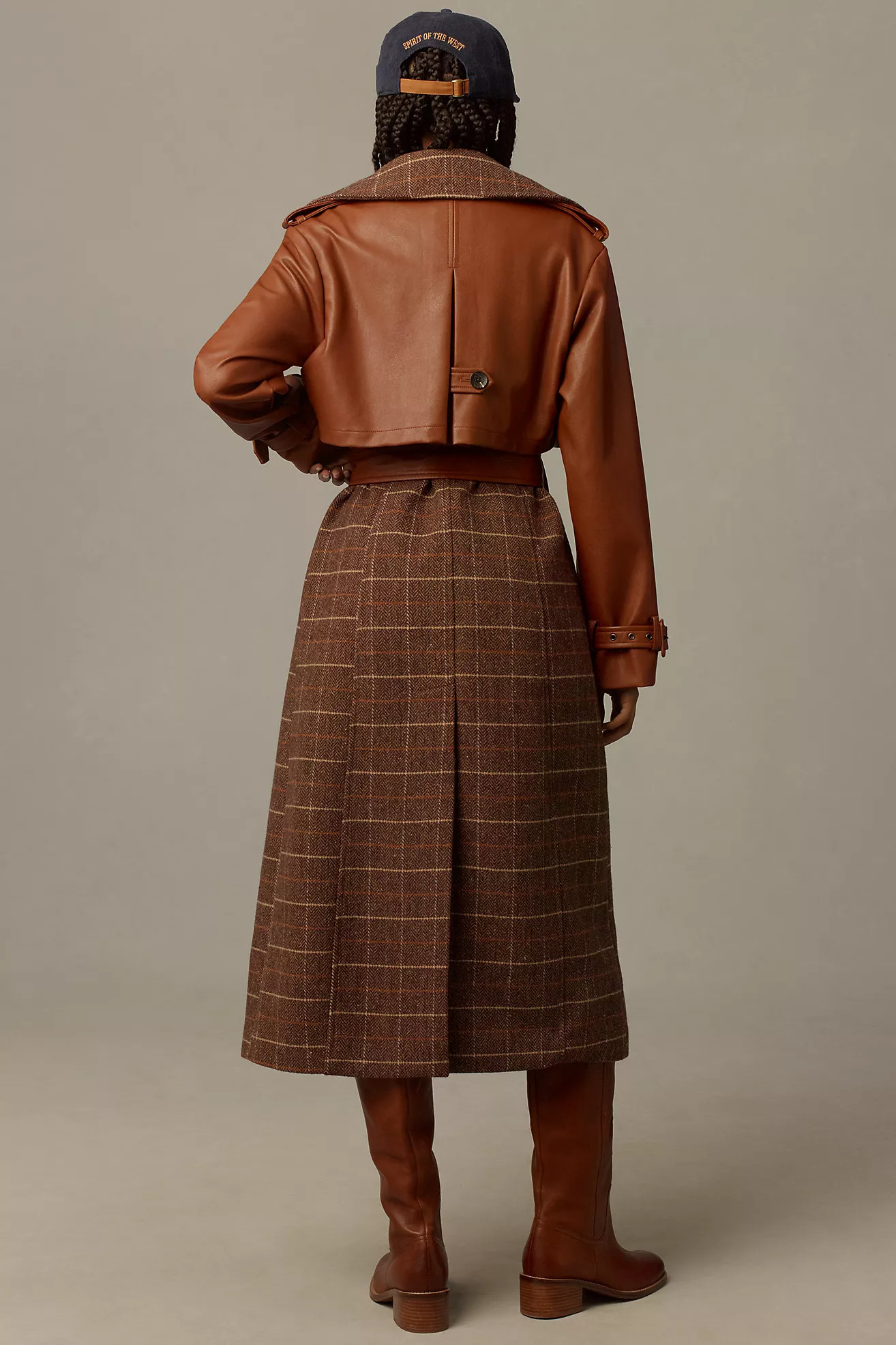 Avec Les Filles Plaid Faux-Leather Belted Trench Coat | Anthropologie (US)