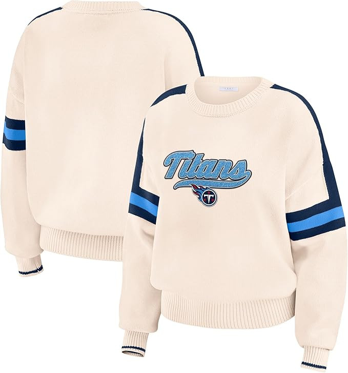 WEAR by Erin Andrews Women's NFL Stripe Pullover Sweater | Amazon (US)