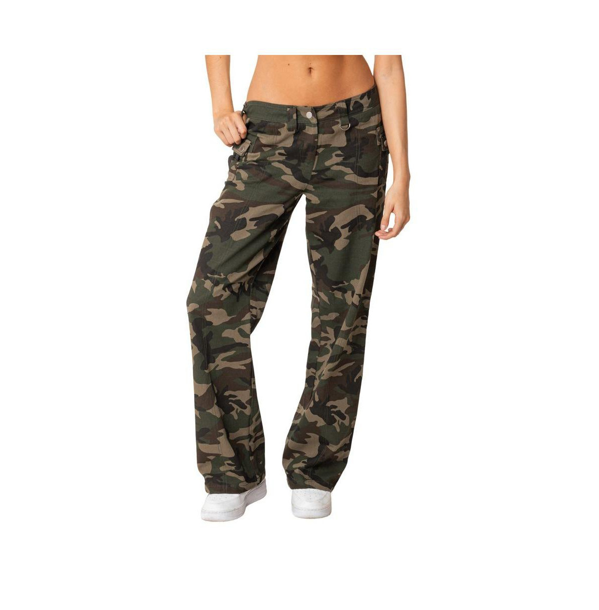 Edikted Women's Camouflage Low Waist Pants - Dark green | Macy's