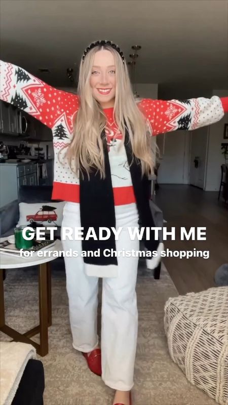 Cute Christmas outfit for shopping!!! LOVE this vintage inspired sweater and wearing an XS - if you want an oversized fit definitely size up. 

Also linked my favorite go-to red lipstick from Glossier! ❤️🎄

#christmassweater #christmasoutfit #christmas #holiday #holidaysweater 

#LTKfindsunder50 #LTKHoliday #LTKSeasonal