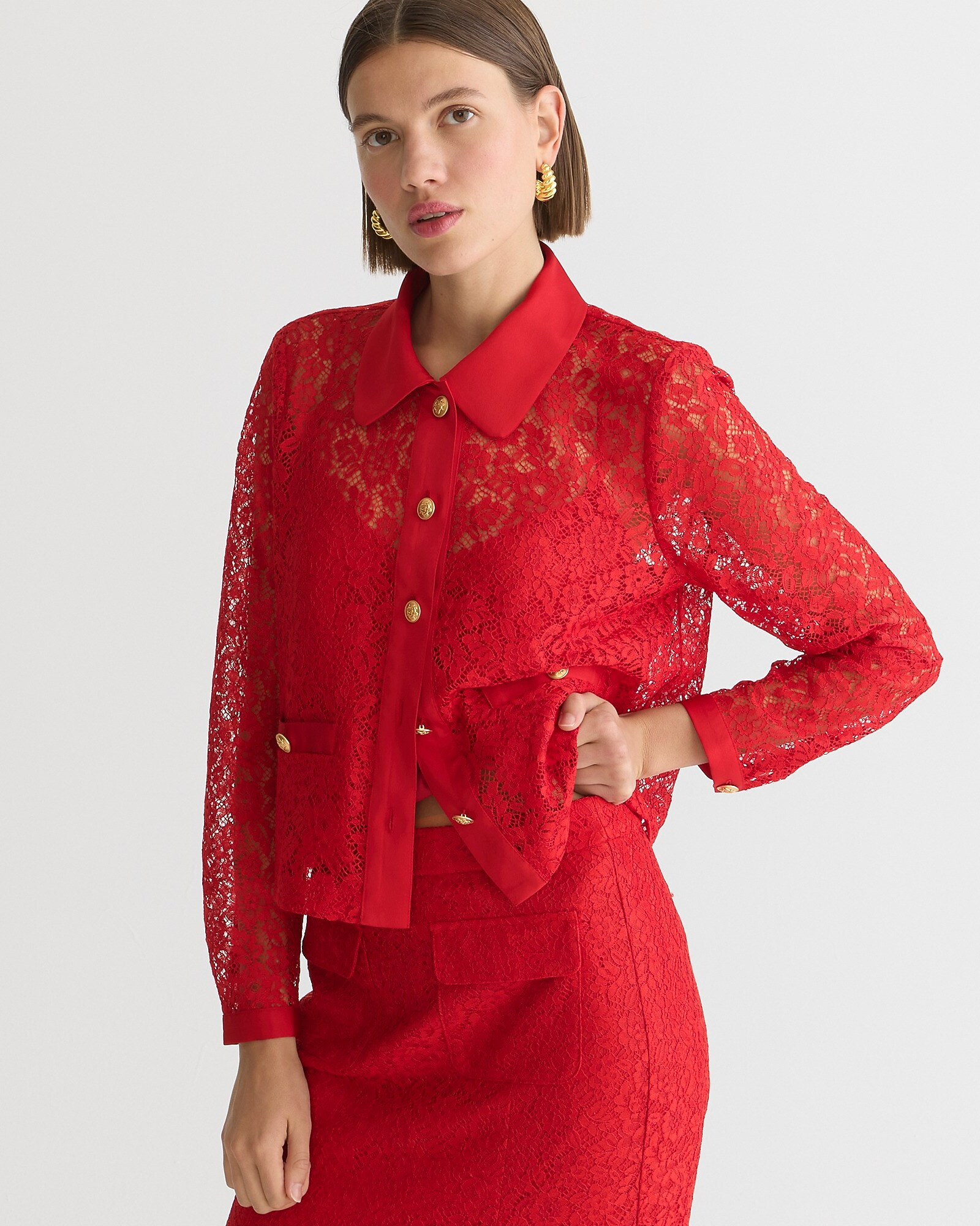 Lady shirt-jacket in lace | J. Crew US