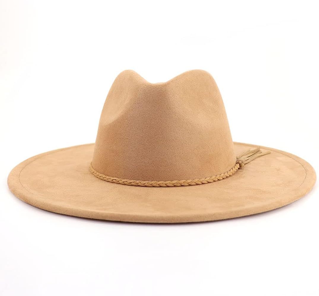 LIDHAY Big Wide Brim Fedora Hats for Women Men Western Suede Hat Large Felt Panama Hat Rancher Ha... | Amazon (US)