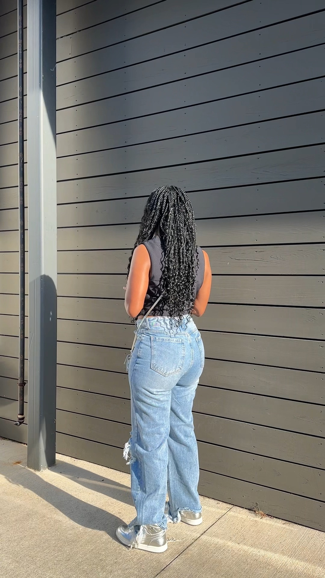 Casual outfit idea. I’m wearing a size small black vest and a size small high waisted distressed jeans.

I styled this outfit with a silver mini crossbody bag and Jordan 1 chrome sneakers.

#LTKFindsUnder50 #LTKShoeCrush #LTKStyleTip