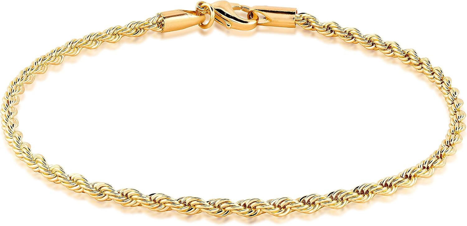 Barzel 18K Gold Plated Braided Rope Anklet for Women - Made In Brazil | Amazon (US)