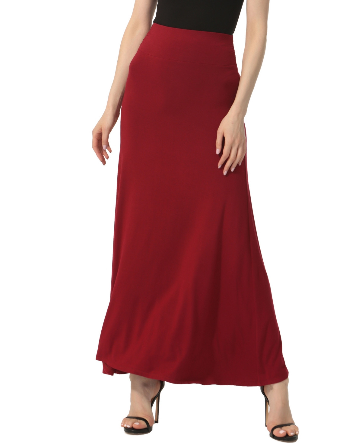 kimi + kai Women's Waist Ruched Pull On Maxi Skirt - Wine | Macy's