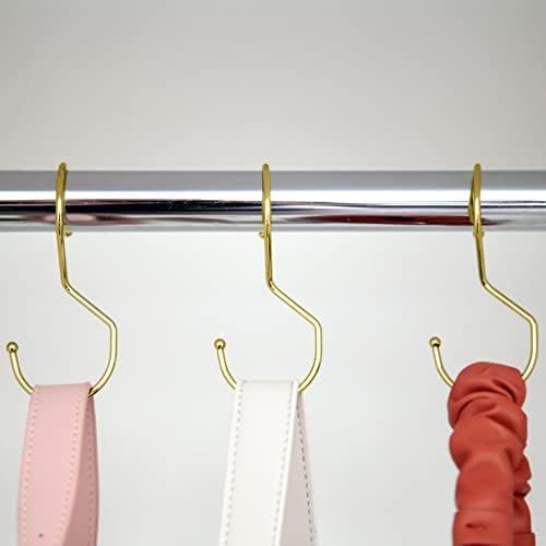 Purse Organizer for Closet - 6 Bag Hooks - Gold - Purse Hangers for Closet with Unique Twisted Hook  | Amazon (US)